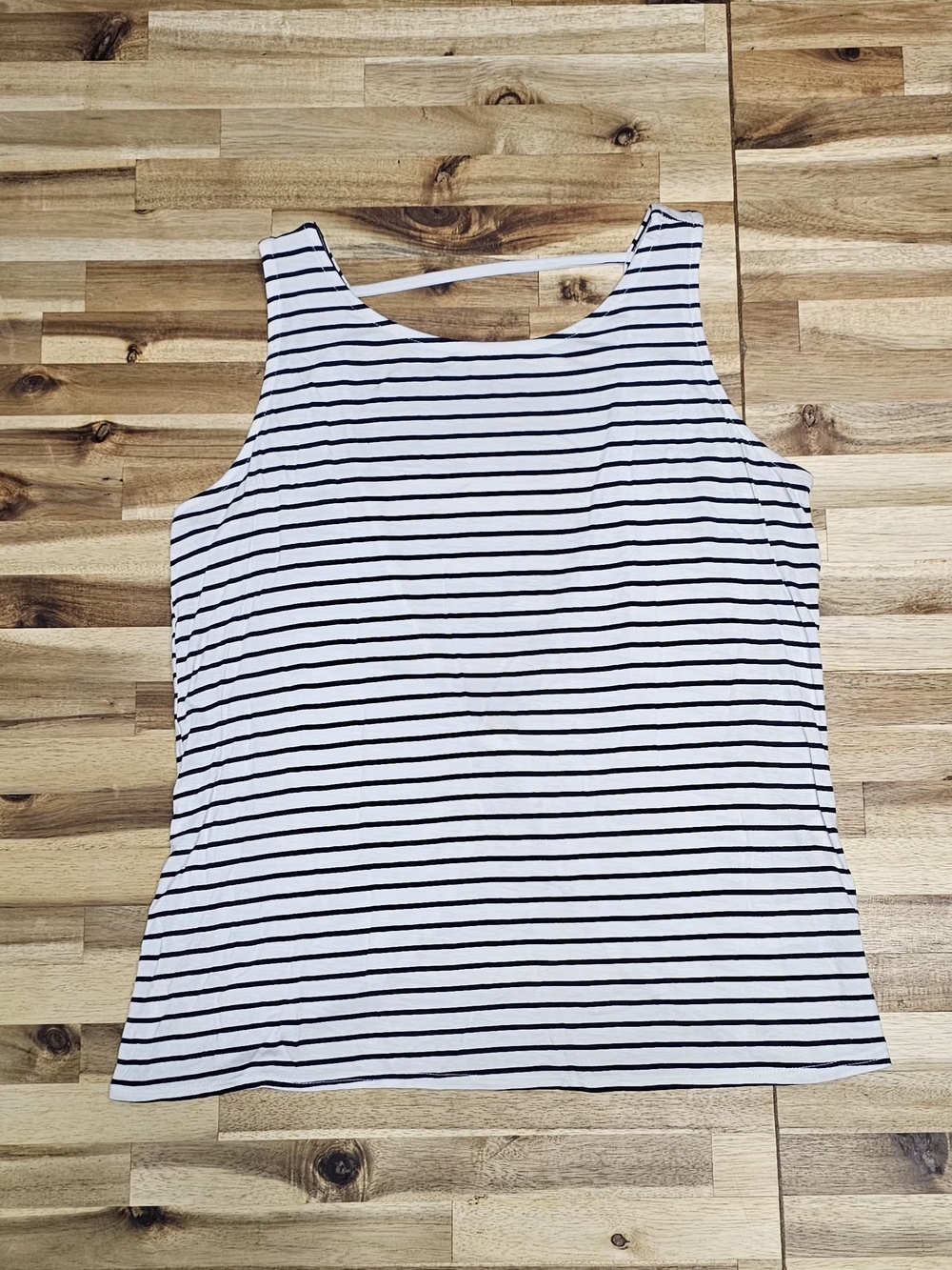 Maurices White Tank Top with Black Stripes